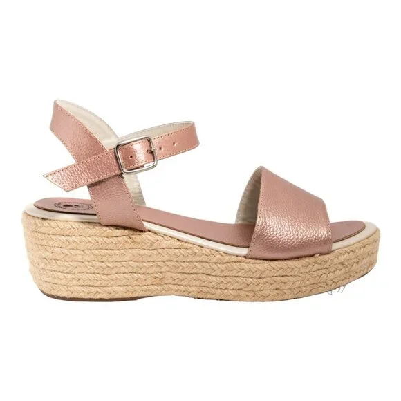 Rose Gold Espadrille Wedge Sandal - Picture 3 of 6